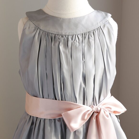 Strasburg Silver Dress with Satin Sash Flower Girl Recital Dady/Daughter Dance - Picture 2 of 8